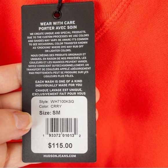 Hudson Womens French Terry Cutout Sweatshirt Curry Size Small NEW Red Grunge - Picture 7 of 12